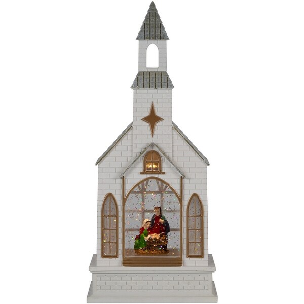 LED Lighted Holy Family Church Scene Christmas Snow Globe