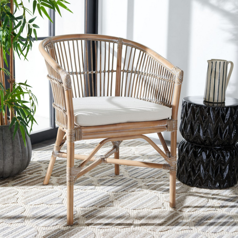 Alicia Rattan Accent Chair Gray Whitewash/White   Tropical   Armchairs And Accent Chairs   by V.S.D Furniture  Houzz