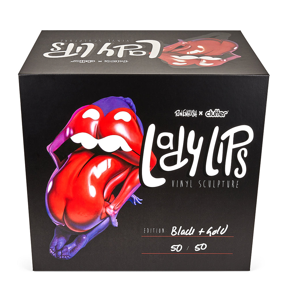 Autographed Ron English x Clutter “Lady Lips” 10” Art Figure – Kidrobot.com Exclusive Black and Gold Edition (Limited Edition of 50)