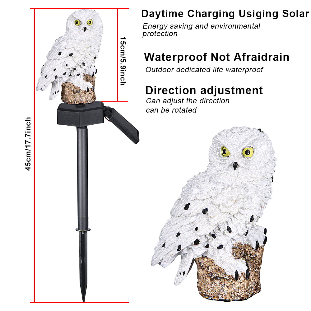 Kqiang Novelty Solar Garden Lights Owl Ornament Animal Bird Outdoor Led Decor Sculpture