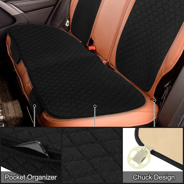 Unique Bargains Universal Car Seat Covers Protector Set Rear Back Seat Cover Flax Fiber Black 3 Pcs