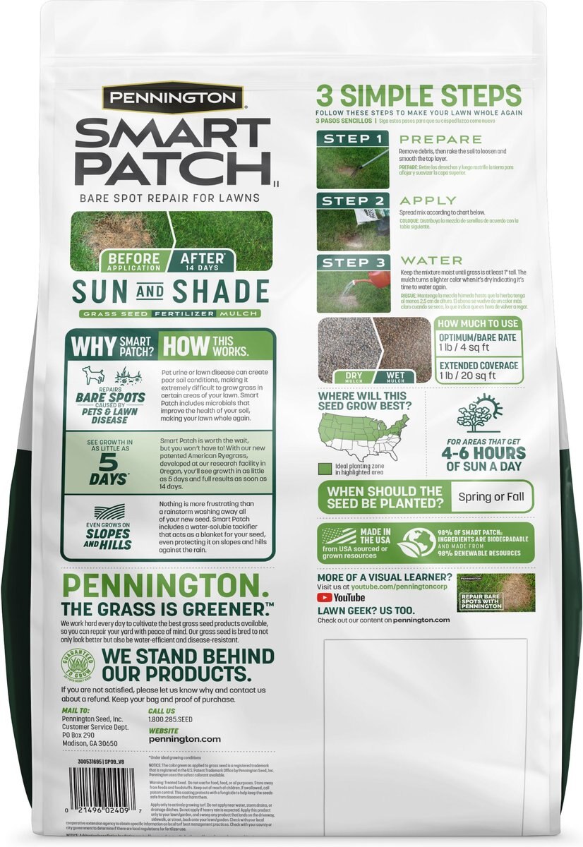 Pennington Smart Patch Sun and Shade Mix Dog Lawn-Treatment and Grass Saver