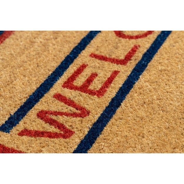 X 2 x27 4 quot Welcome Indoor outdoor Coir Doormat Blue red brown Entryways