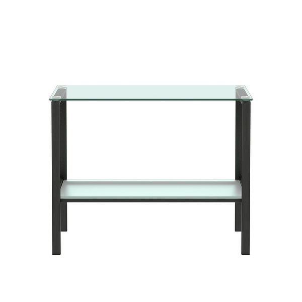 Console Table Double Layer Tempered Glass Tea Table