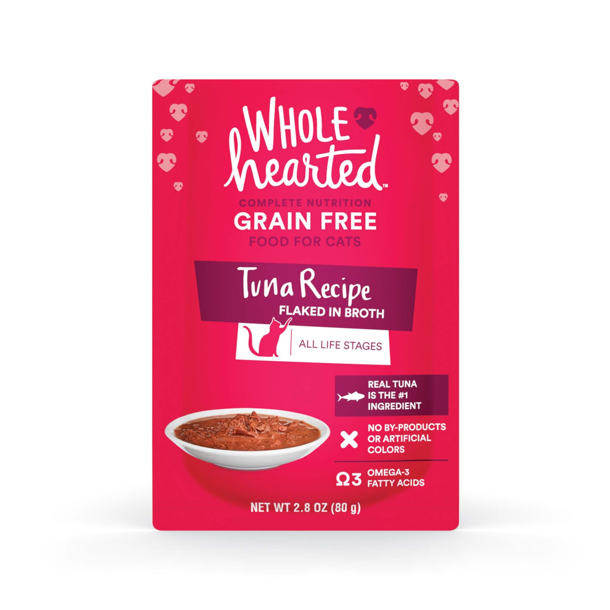 WholeHearted Grain Free Tuna Recipe Flaked in Broth Wet Cat Food， 2.8 oz.， Case of 12