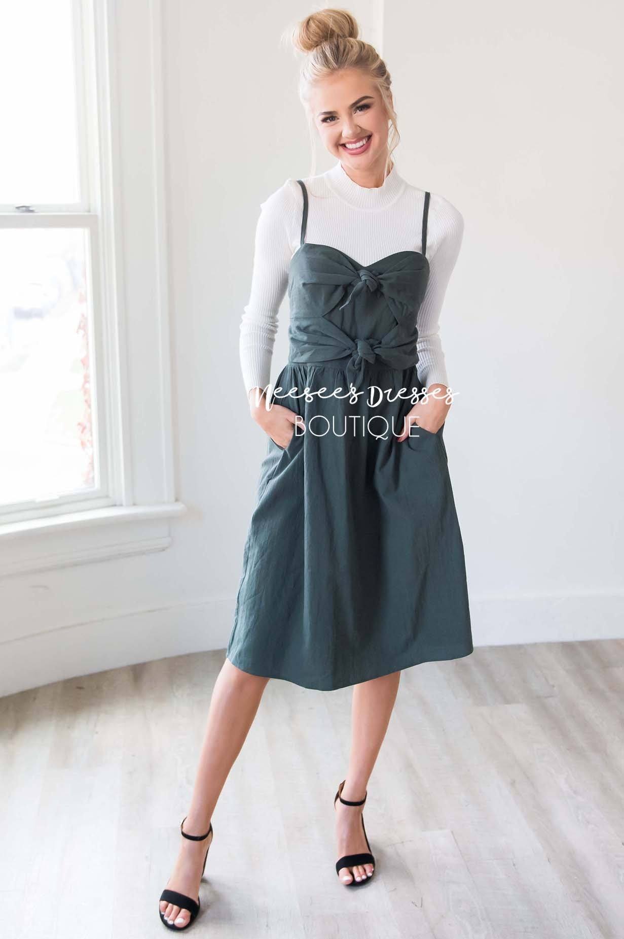 The Amelie Bow Detail Overall Dress