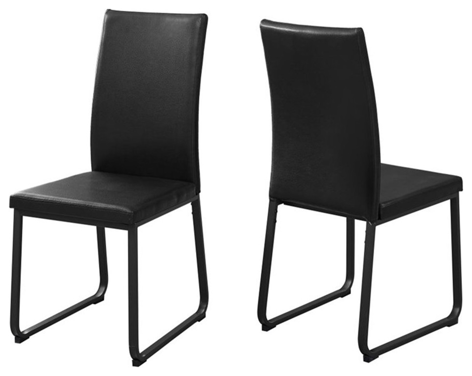 Dining Chair Set Of 2 Side Kitchen Dining Room Pu Leather Look Black   Contemporary   Dining Chairs   by Homesquare  Houzz