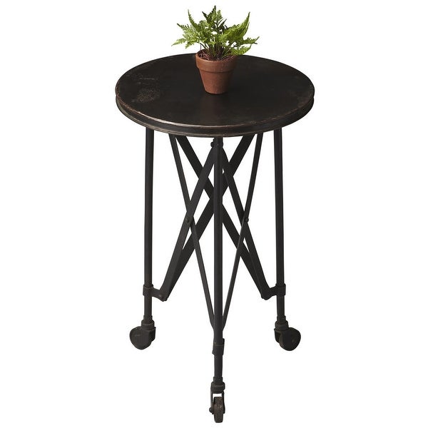 Handmade Black Industrial End Table (India)