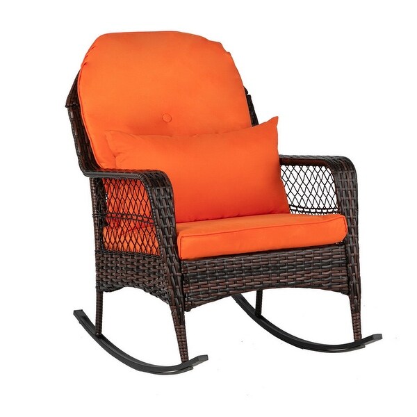 Outdoor Wicker Rocking Chair with Cushion