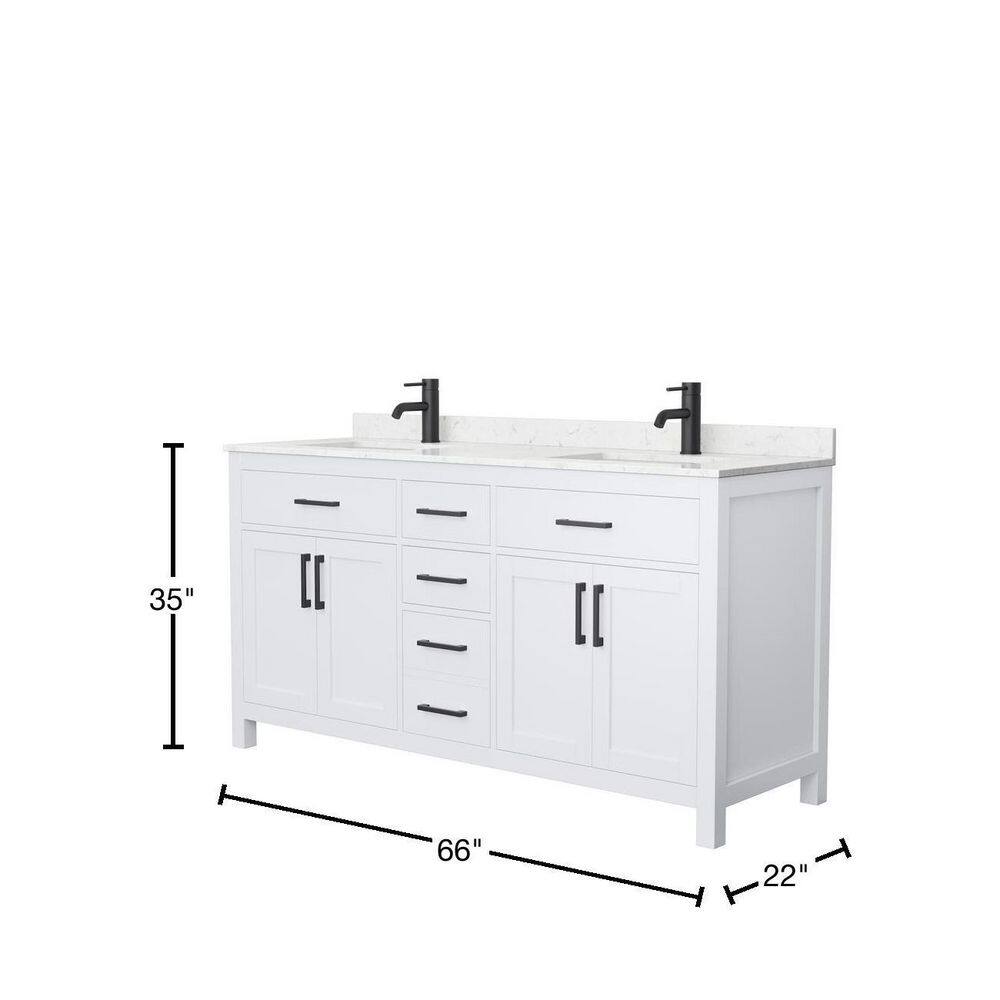 Wyndham Collection Beckett 66 in. W x 22 in. D x 35 in. H Double Sink Bath Vanity in White with Carrara Cultured Marble Top WCG242466DWBCCUNSMXX