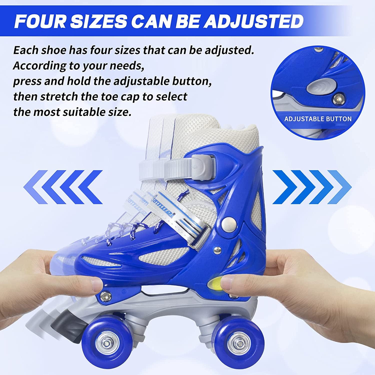 Nattork Kids Roller Skates for Girls Boys 4 Sizes Adjustable for Sports Toys