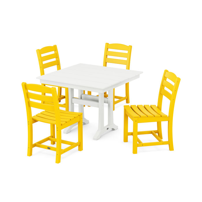 Polywood La Casa Café 5-Piece Farmhouse Trestle Side Chair Dining Set PWS438-1