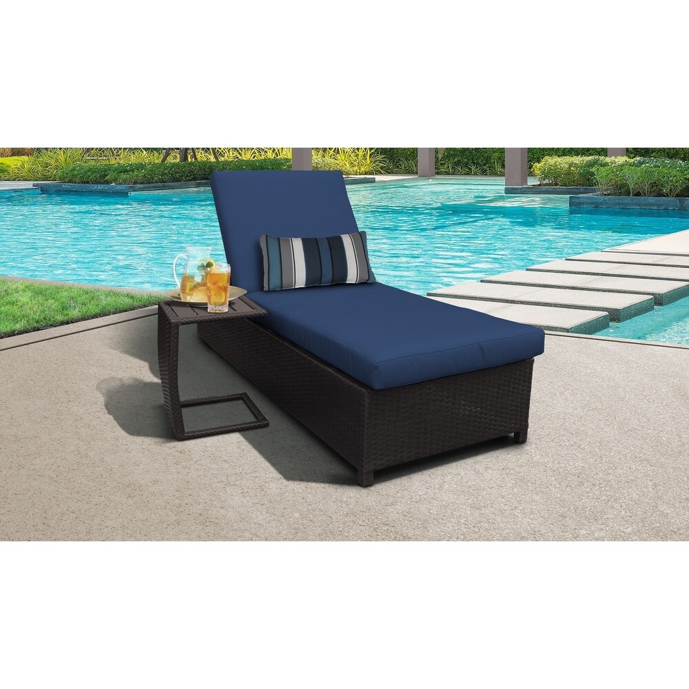 Belle Wheeled Chaise Outdoor Wicker Patio Furniture and Side Table