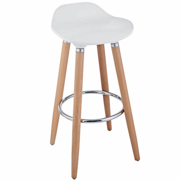 Set of 2 ABS Bar Stool with Wooden Legs - 15.5