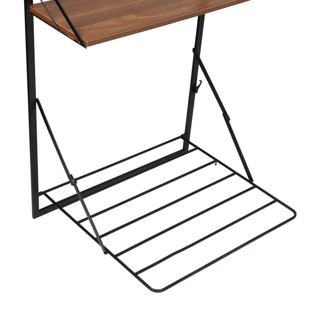 Honey-Can-Do Laundry Room Makeover 24 in. W x 31 in. H Melamine and Steel Wall-Mounted Folding Drying Rack in BlackWalnut DRY-09779