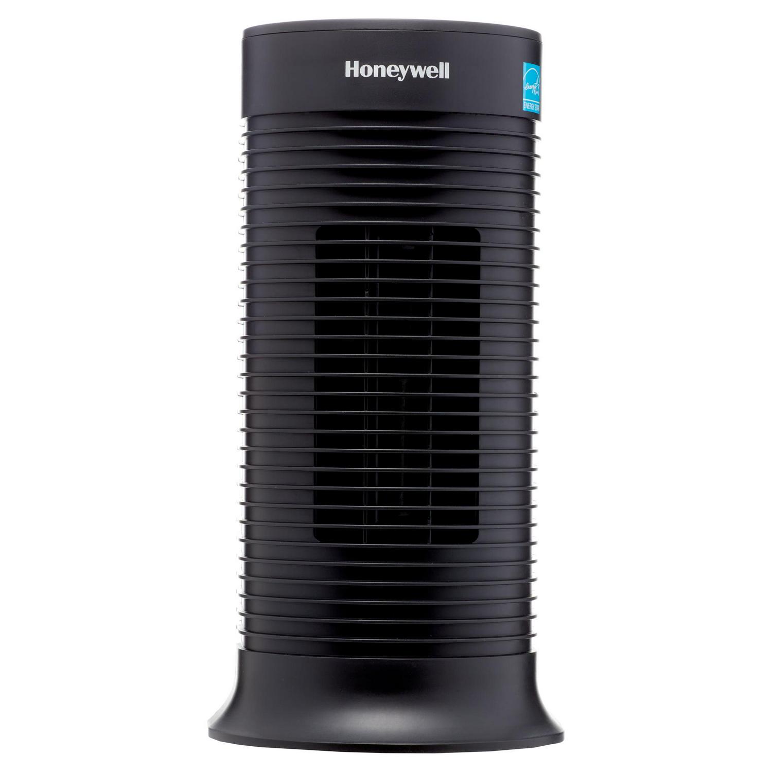 Honeywell AllergenPlus HEPA Tower Air Purifier， Airborne Allergen Reducer for Small Rooms (75 sq ft)， Black  Wildlfire/Smoke， Pollen， Pet Dander， and Dust Air Purifier， HPA060