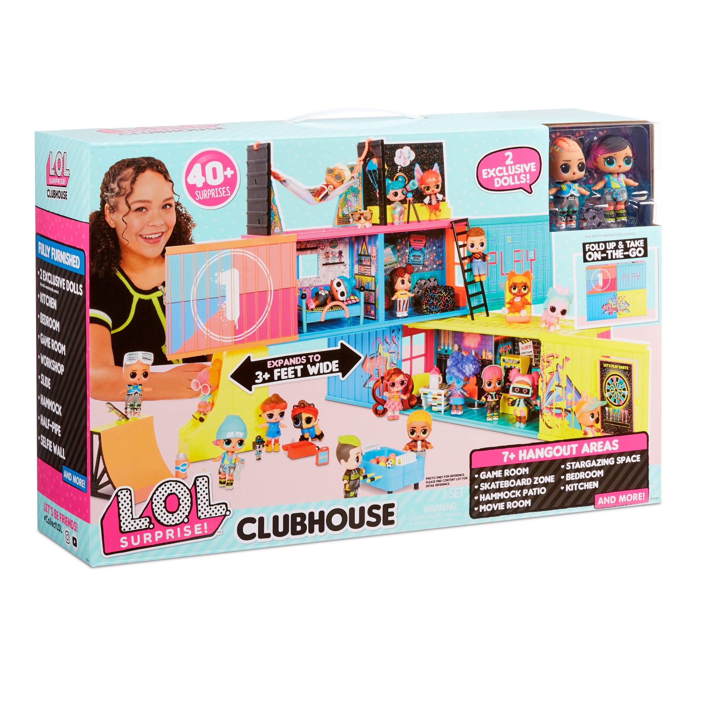 LOL Surprise Clubhouse Playset With 40+ Surprises and 2 Exclusives Dolls, Great Gift for Kids Ages 4 5 6+