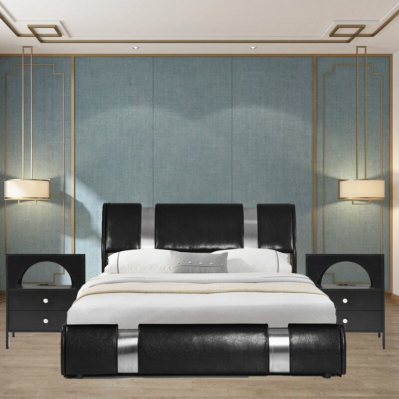 Bedroom set with bed and 2 nightstands