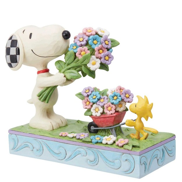 Jim Shore Fresh Picked Blooms One Figurine 6 0 Inches Snoopy Woodstock Flowers 6014344 Polyresin Multicolored