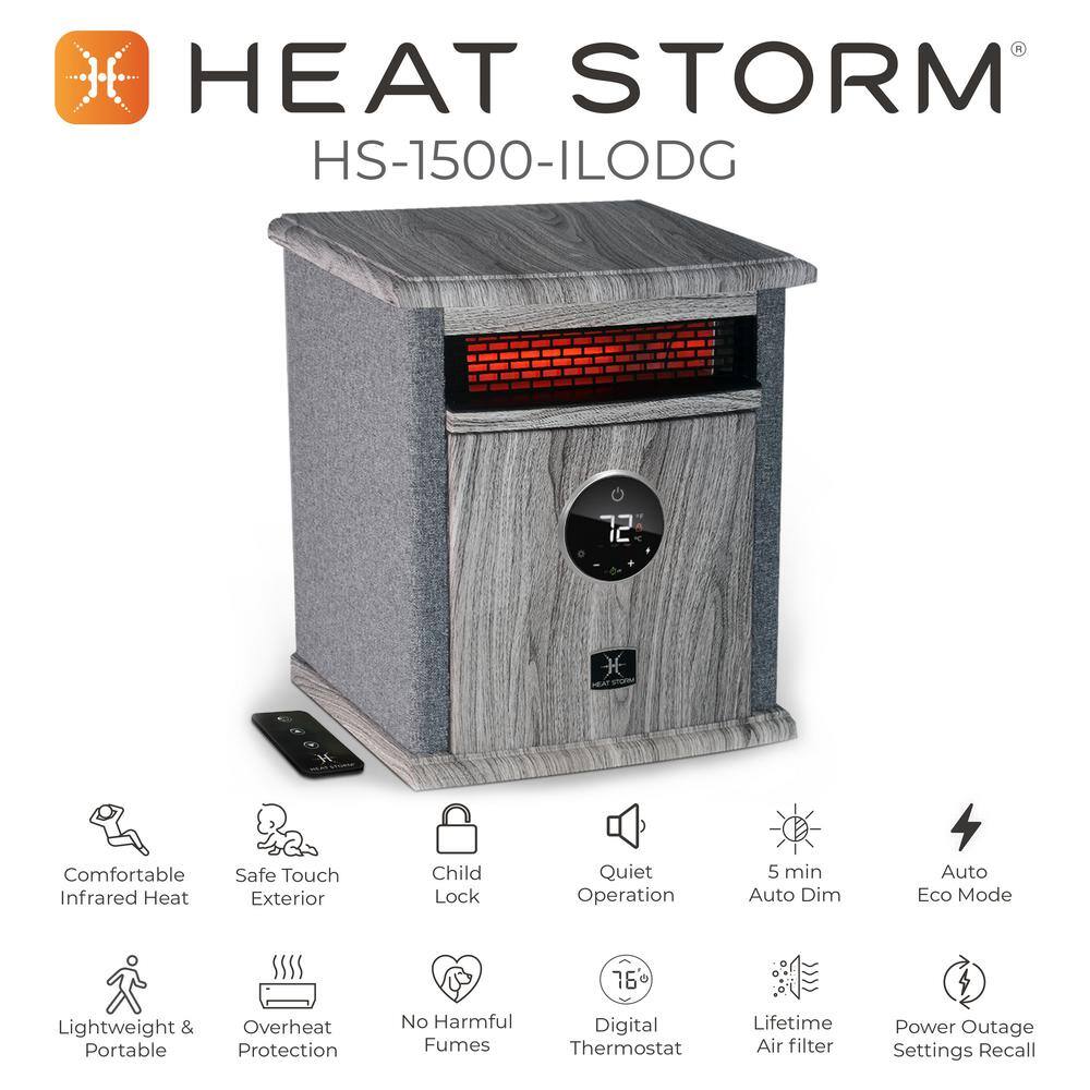 Heat Storm 1500-Watt Logan Deluxe Portable Electric Infrared Space Heater in Grey HS-1500-ILODG