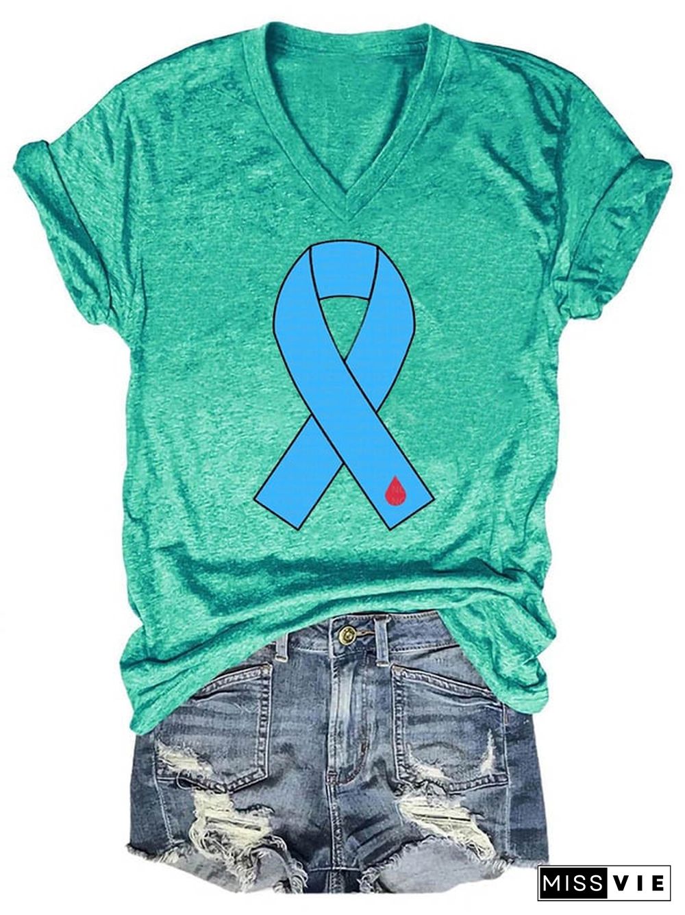 World Diabetes Day Printed Casual T-Shirt