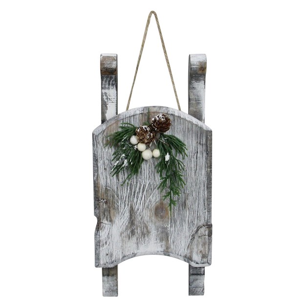 Gray Weathered Wood Sleigh Christmas Decoration