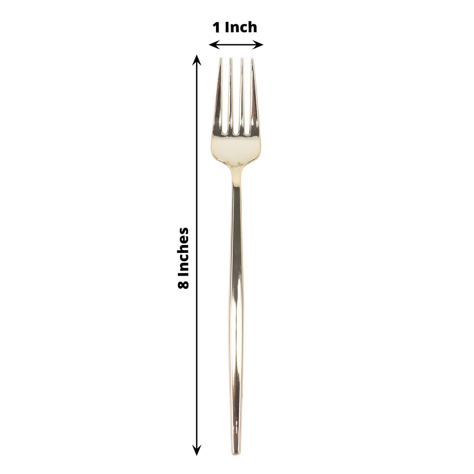 24 Pack Glossy Gold Heavy Duty Plastic Silverware Forks Cutlery, Premium Disposable Sleek Flatware 8