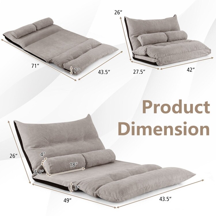 Adjustable Floor Sofa Bed with 2 Lumbar Pillows   71\