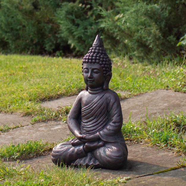 Dark Brown Meditating Buddha Outdoor Garden Statue