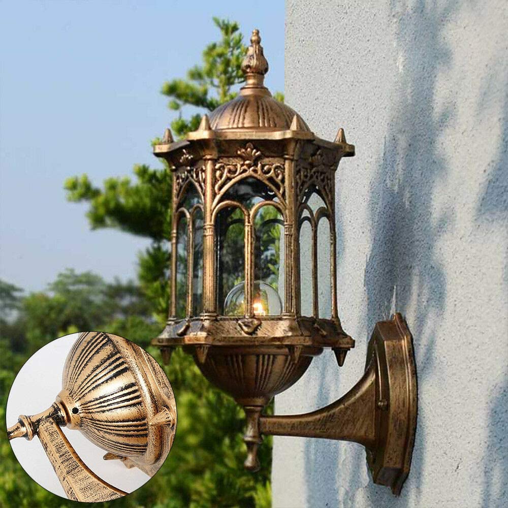 TFCFL Antique Wall Lamp Aluminum Glass Lantern Wall Light Garden Outdoor Sconce Lamp