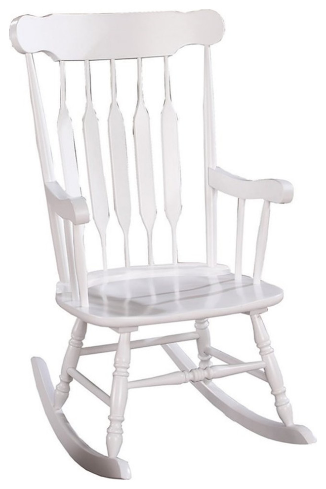 Bowery Hill Slat Back Rocker in White   Traditional   Rocking Chairs   by Homesquare  Houzz