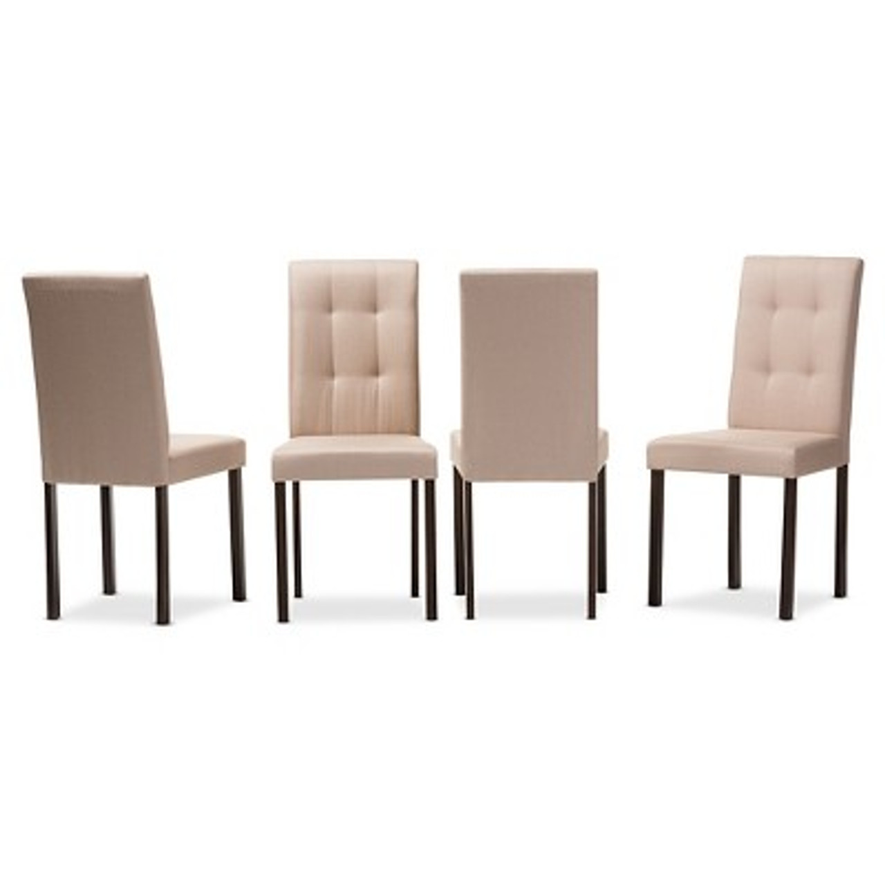 Set of 4 Andrew Modern and Contemporary Beige Fabric Upholstered Grid-tufting Dining Chair Desert - Baxton Studio