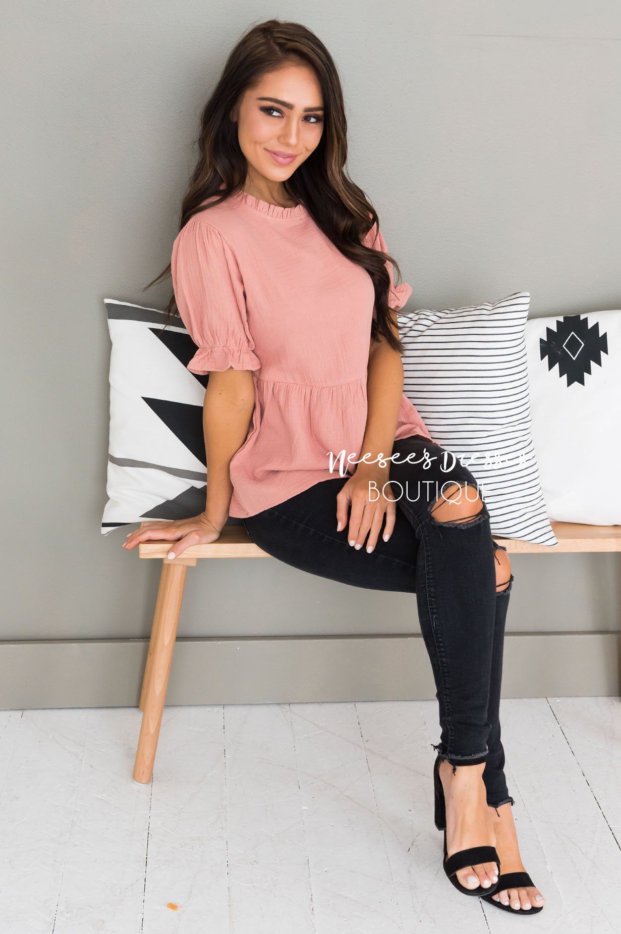 Having Fun Modest Peplum Blouse