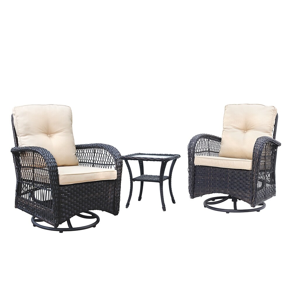 3 piece Wicker Swivel Chair Conversation Set by Havenside Home