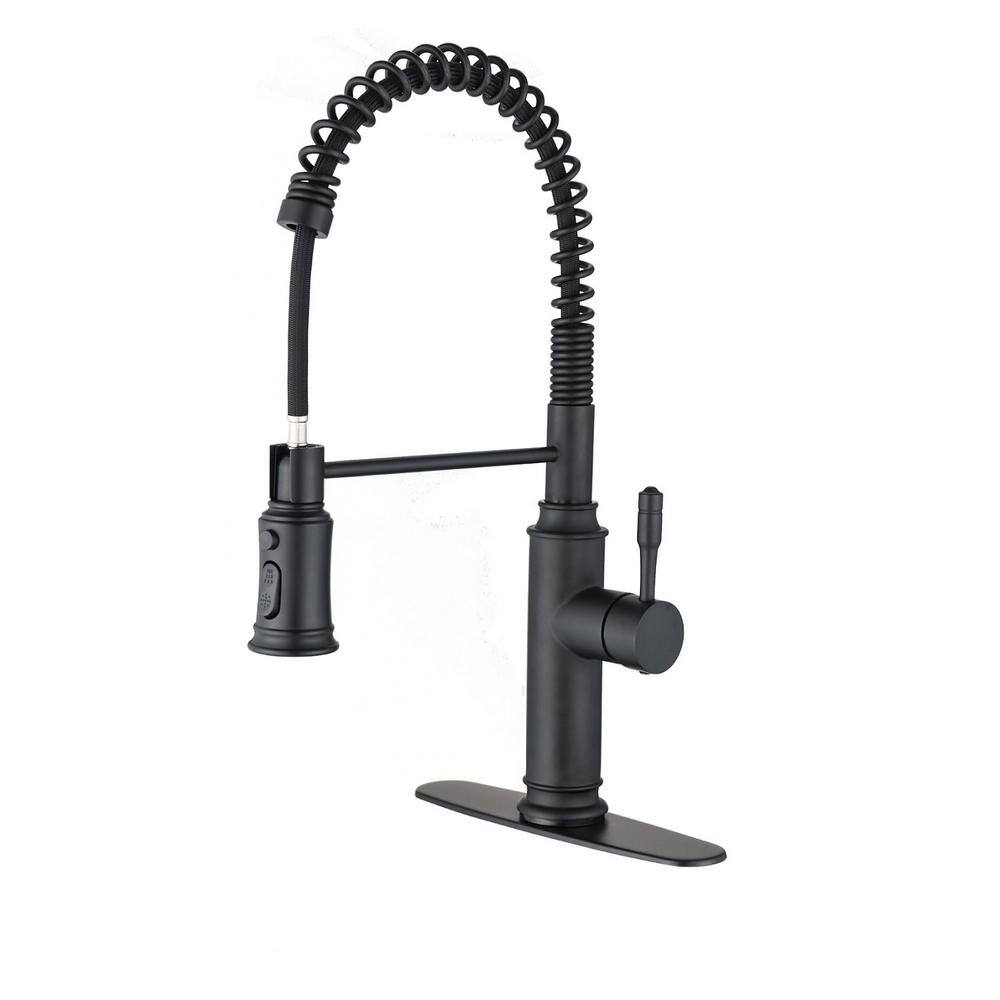 Hlihome Single Handle Single Hole Touch-Sensitive with Pull Down Sprayer Kitchen Faucet in Matte Black DKTH02MB2