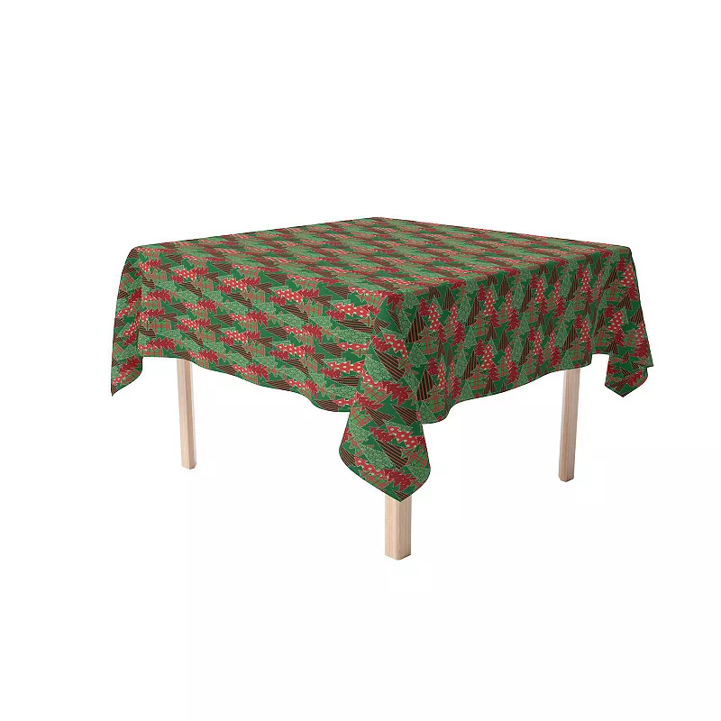 Rectangular Tablecloth， 100% Polyester， 60x120， Christmas Tree Patchwork