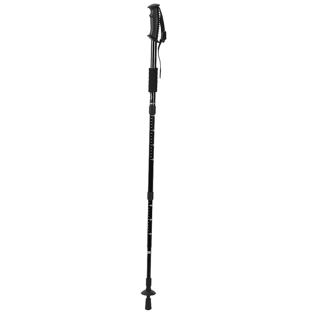 Outdoor Aluminium Alloy 4-sections Suspension Straight Handle Trekking Pole Walking Stick Alpenstock For Climbing Campingblack