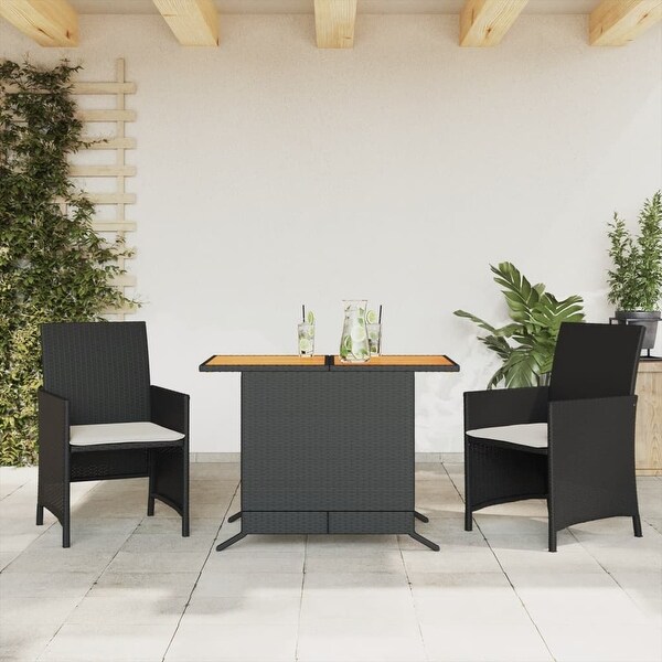 vidaXL 3 Piece Bistro Set with Cushions Poly Rattan