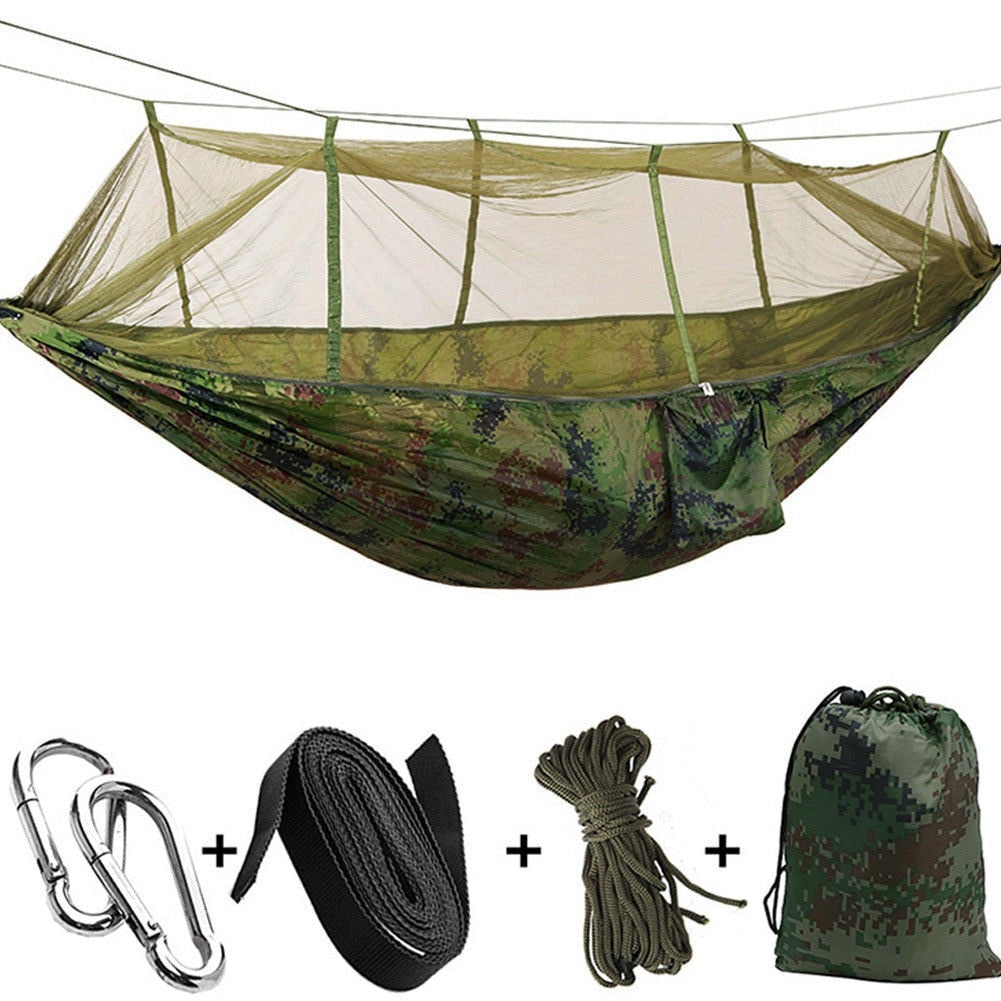 Ultralight camping hammock, outdoor backpacking, mosquito net and beach swing bed