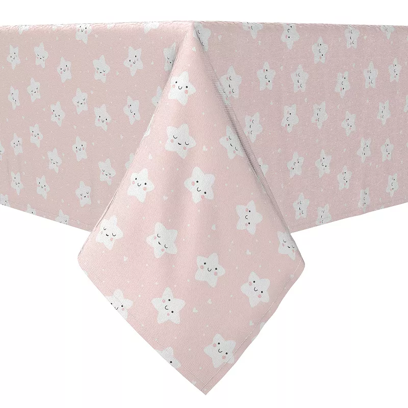 Rectangular Tablecloth， 100% Cotton， Happy Stars Pink