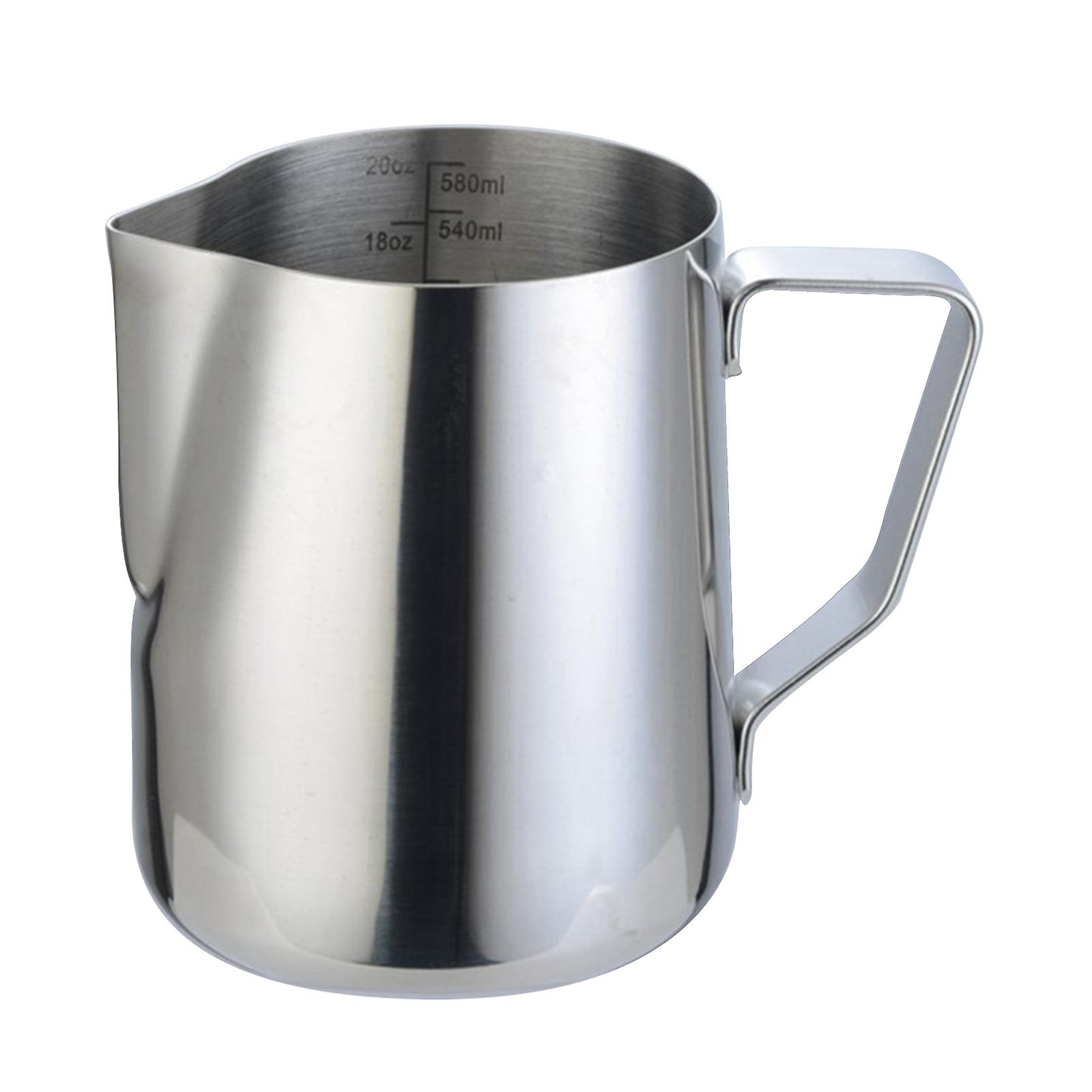 304 Stainless Steel Milk Frothing Pitcher 600ml Milk Coffee Measurements Steaming Pitchers Suitable For Espresso Latte Art Frothing Milk  600ml