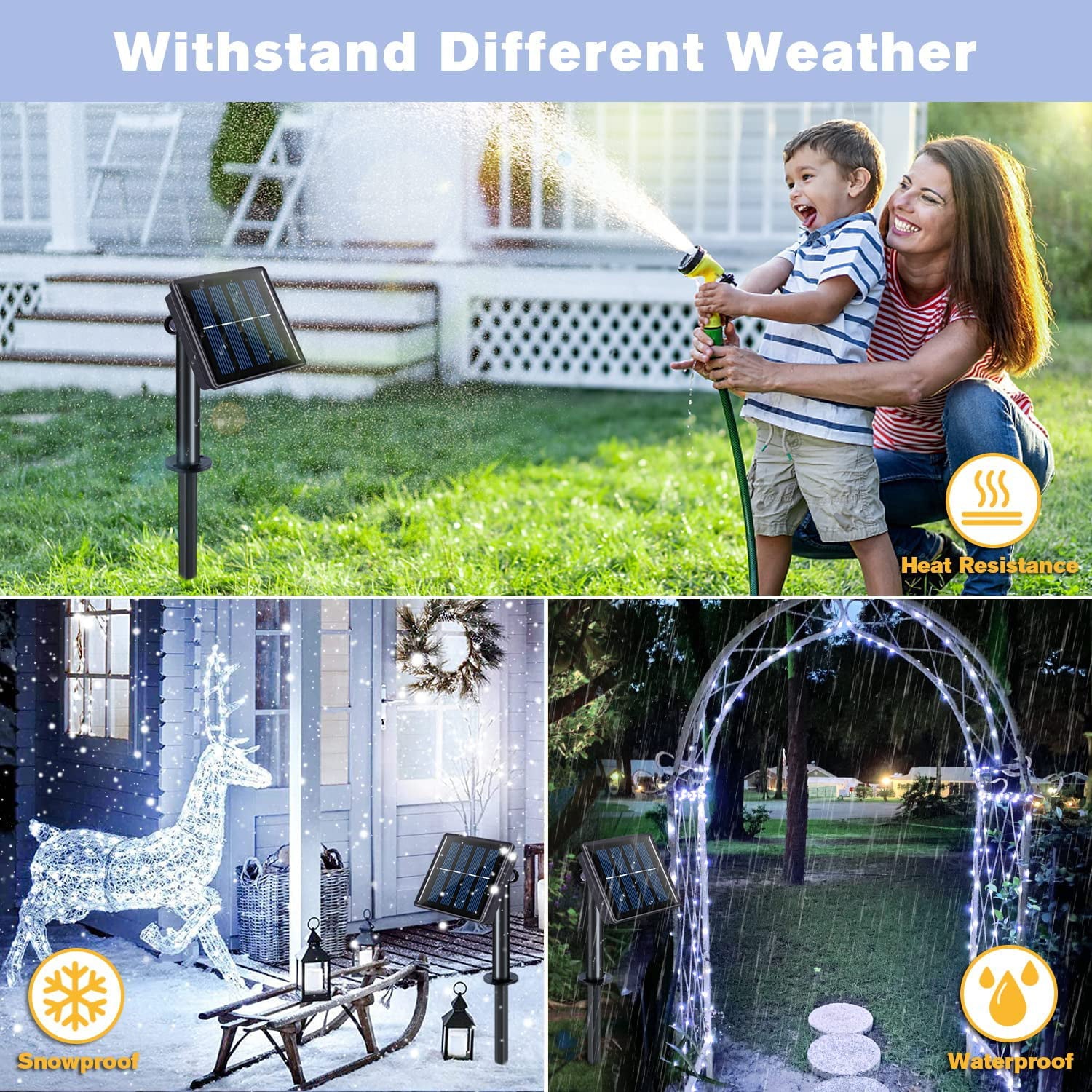 2 Pack 100LED Solar String Lights Outdoor Waterproof,33ft Solar Powered Outside Fairy Lights,Solar Christmas Lights with 8 Modes for Garden Patio Yard Decor,Cool White