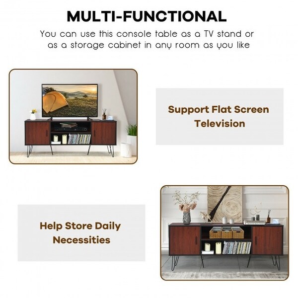 59 Inches Retro Wooden TV Stand for TVs up to 65 Inches - 59