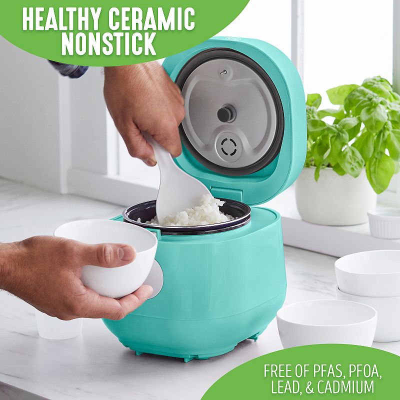 GreenLife 4-Cup PFAS-Free Ceramic Nonstick Rice， Oats and Grains Cooker