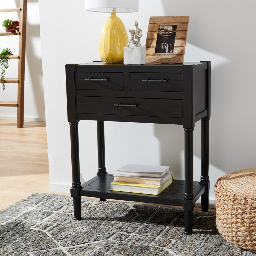 Lane 3 Drawer Console Table Black   Traditional   Console Tables   by V.S.D Furniture  Houzz