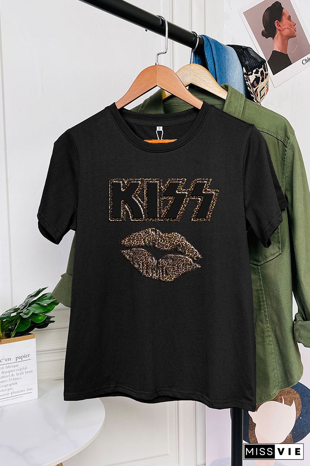 Rock Bands Kiss Lip Short Sleeve Graphic Tee Wholesale