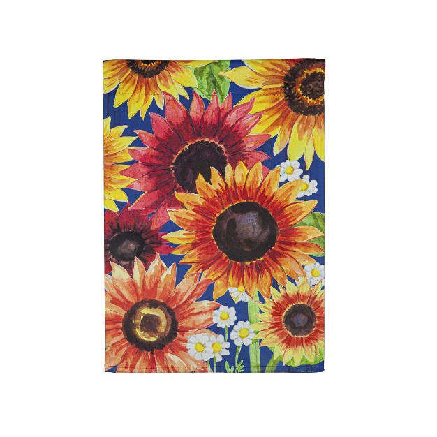 Multi color Fall Sunflowers Garden Suede Flag