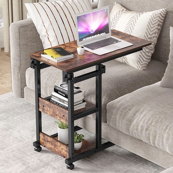 Height Adjustable C Table， Sofa Bedside Laptop Snack Side Table