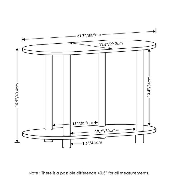 Furinno Turn-N-Tube No Tools Modern Oval Side Table