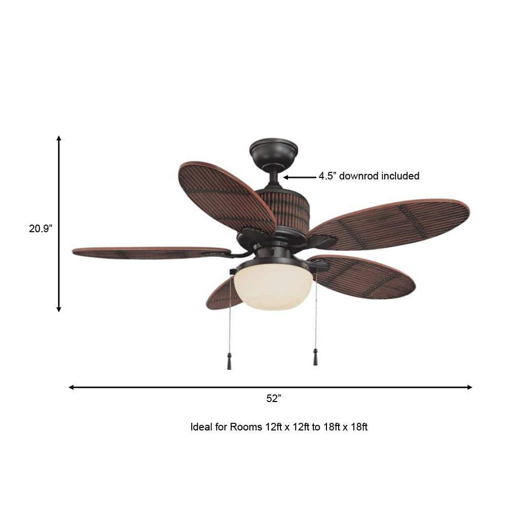 Home Decorators Collection Tahiti Breeze 52 in LED IndoorOutdoor Natural Iron Ceiling Fan with Mahogany Bamboo Accents